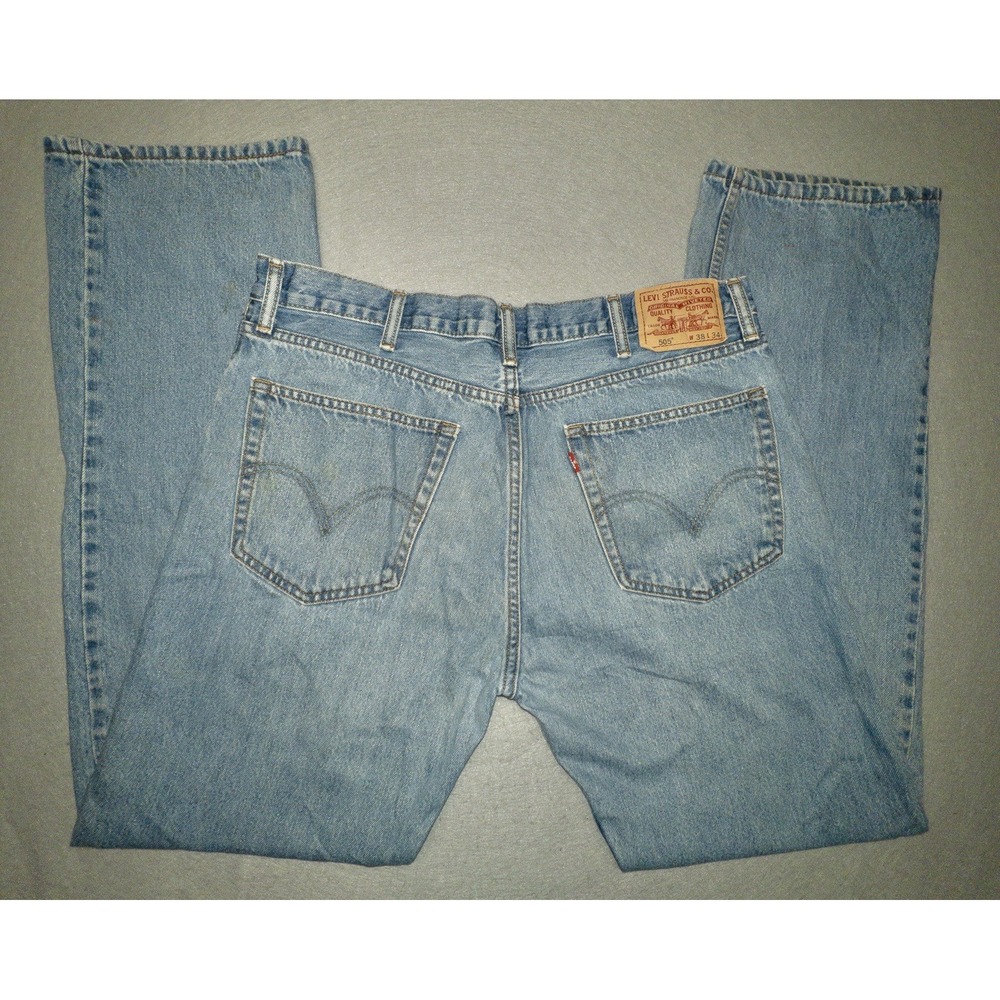 Levis 505 Jeans Mens 38x34 Regular Fit Straight Leg Zip Fly Cotton Denim